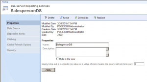 SSRS 2008 R2 Report Manager - Shared Data Set Properties
